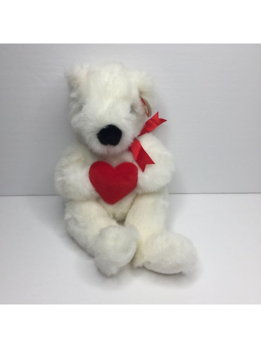 Ty Beanie Babies 1997 Valentine Romeo White Bear Heart Stuffed Animal Plush Gift